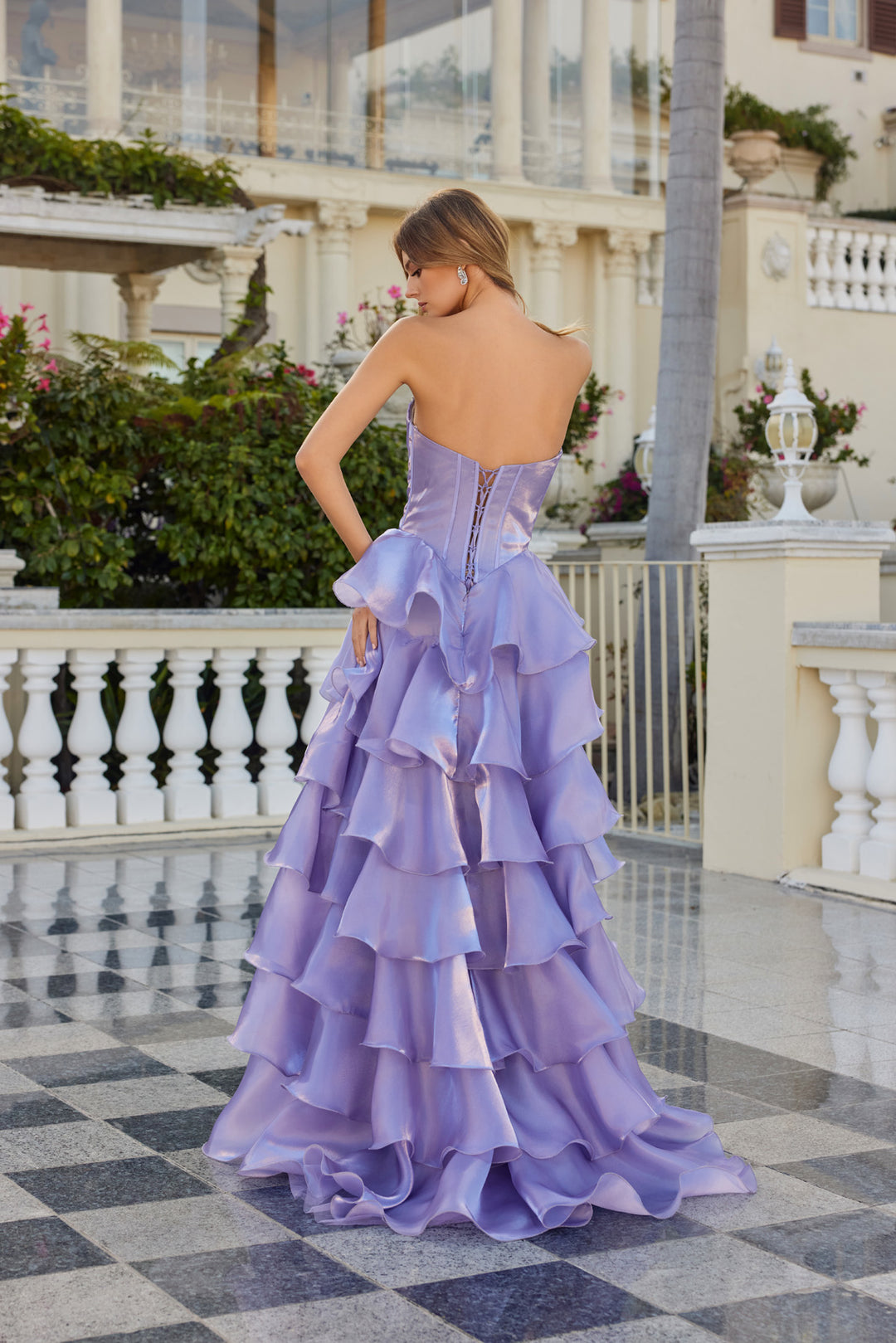 Strapless A-line Ruffled Slit Gown by Juliet JT2664S
