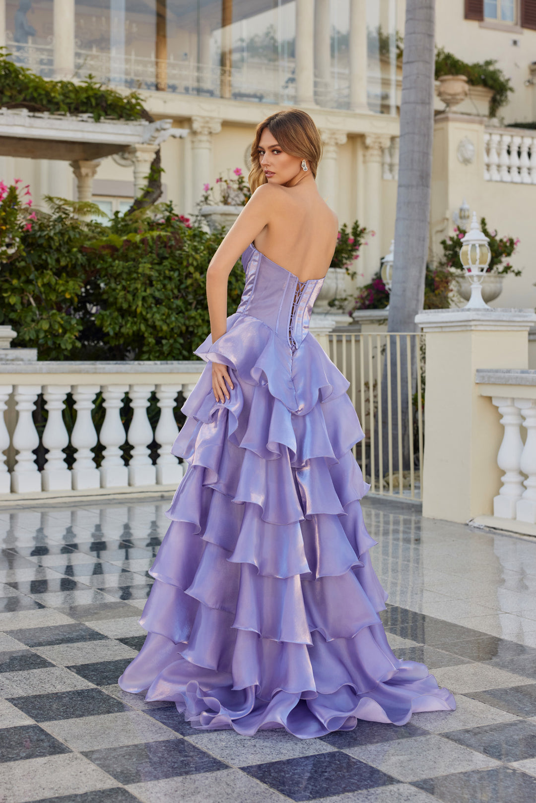 Strapless A-line Ruffled Slit Gown by Juliet JT2664S