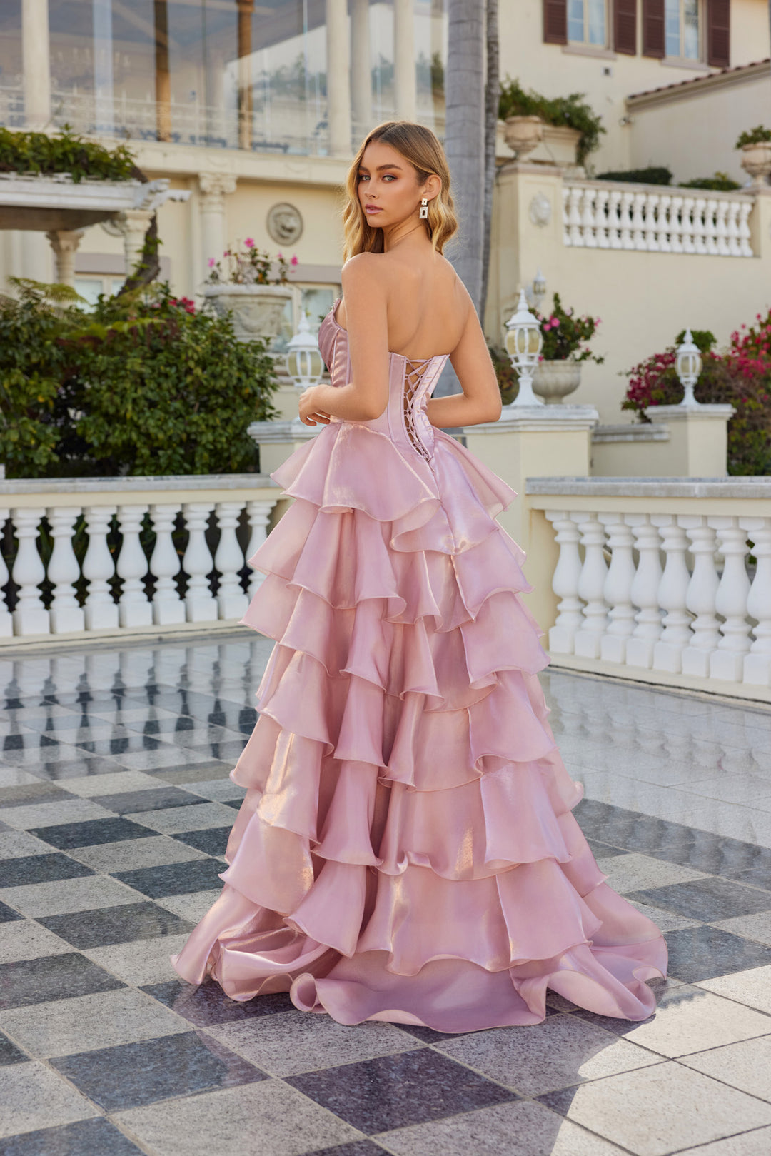 Strapless A-line Ruffled Slit Gown by Juliet JT2664S