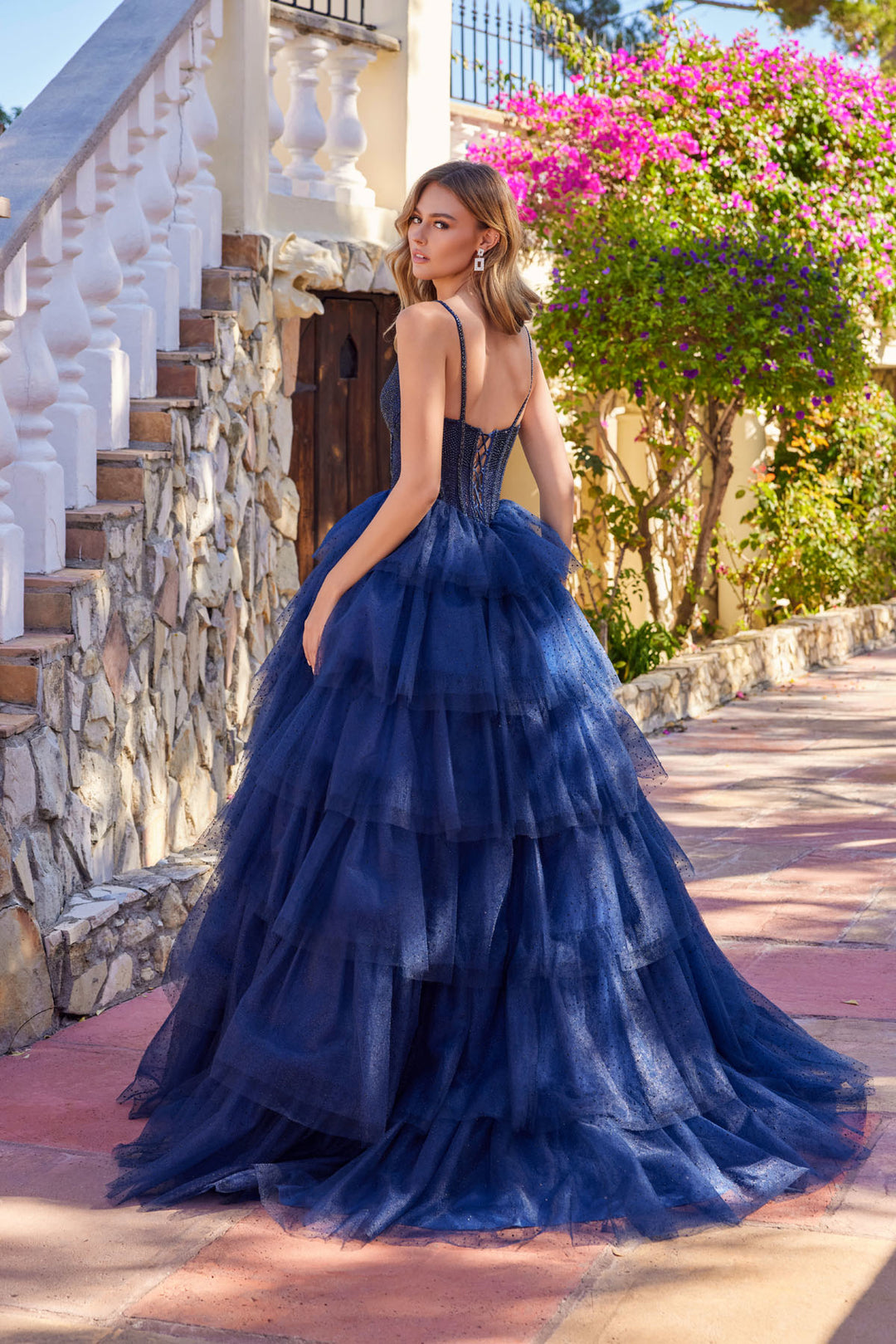 Sleeveless A-line Layered Gown by Juliet JT2611N