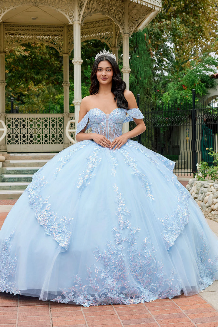 Applique Off Shoulder Ball Gown by Juliet JT1498J