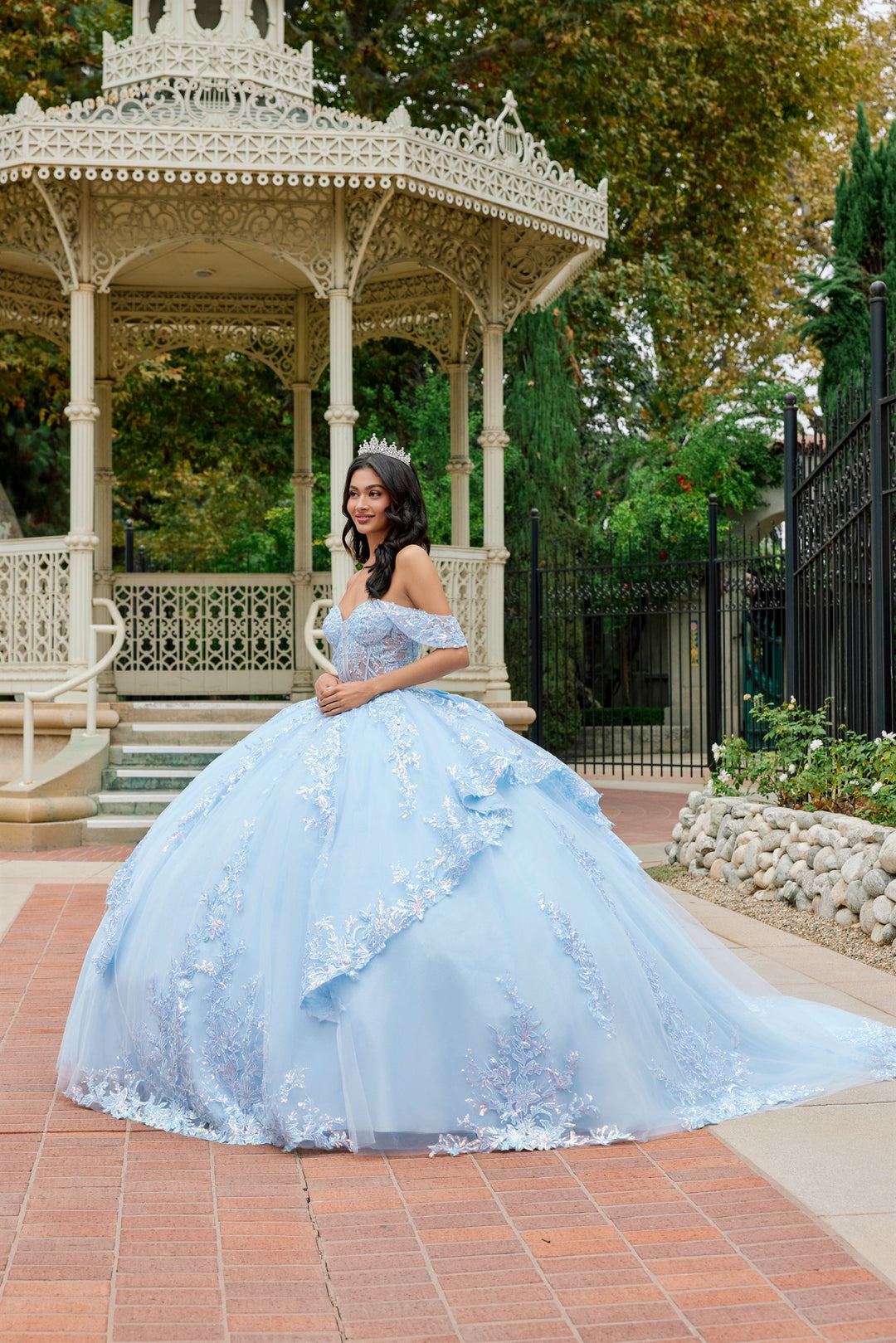 Applique Off Shoulder Ball Gown by Juliet JT1498J