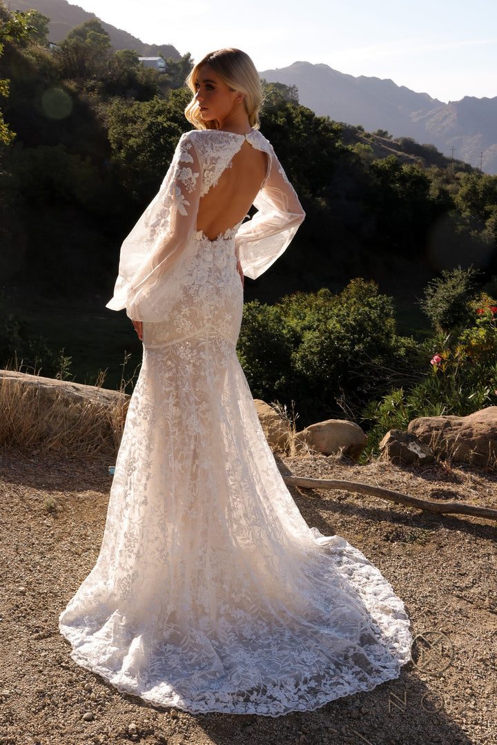 Puff Sleeve Bridal Mermaid Dress by Nox Anabel JE1009L