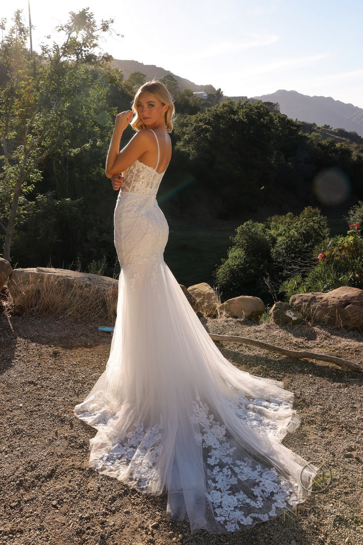 Applique Sleeveless Bridal Mermaid Dress by Nox Anabel JE1014L