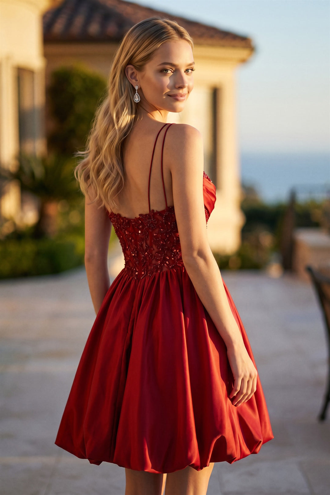 Applique Short Sleeveless A-line Dress by Juliet JT7186A