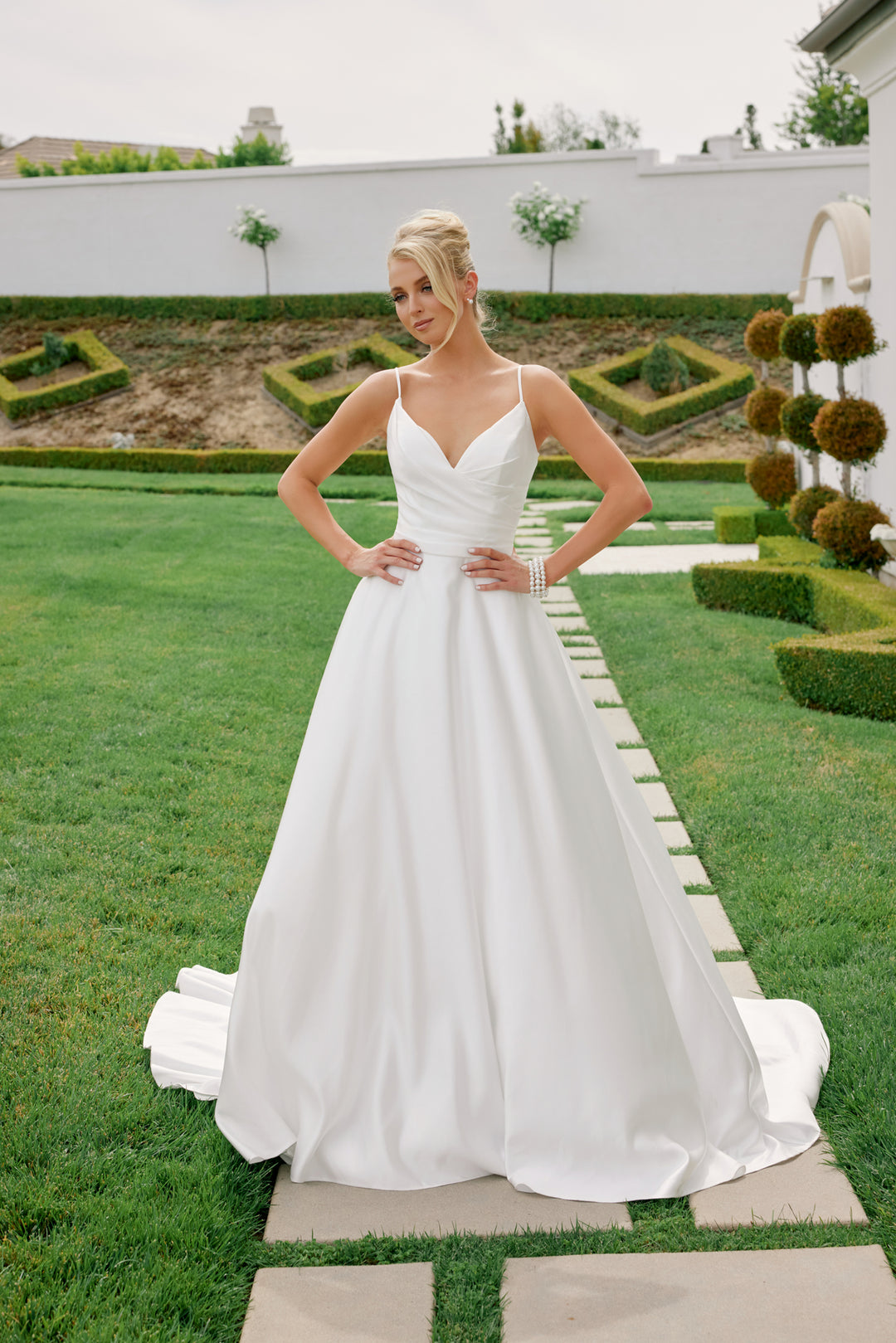 Satin Sleeveless Bridal Gown by Nox Anabel JE1015 6 / White Satin Sleeveless Bridal Gown by Nox Anabel JE1015 6 / White