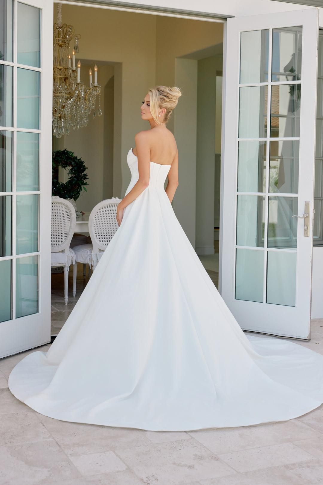 Satin Strapless Slit Bridal Gown by Nox Anabel JW1035