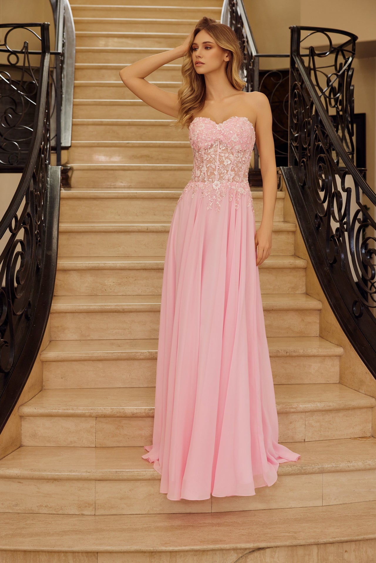 Chiffon Strapless A-line Gown by Nox Anabel C1617 – ABC Fashion