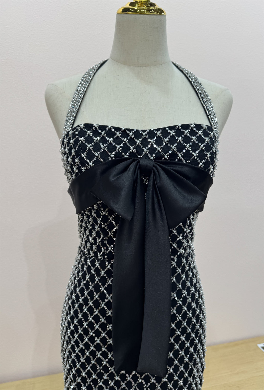 Beaded Short Halter Dress by Nox Anabel T7099