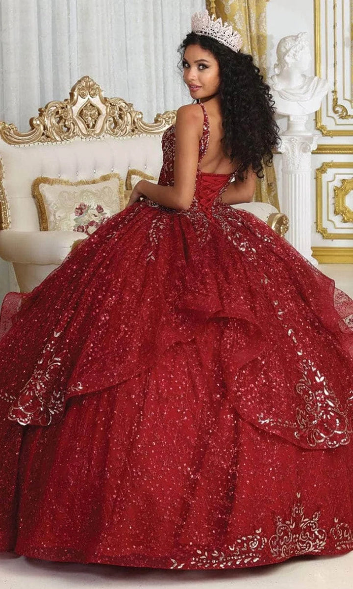 Sleeveless Cape Layered Ball Gown by May Queen LK218