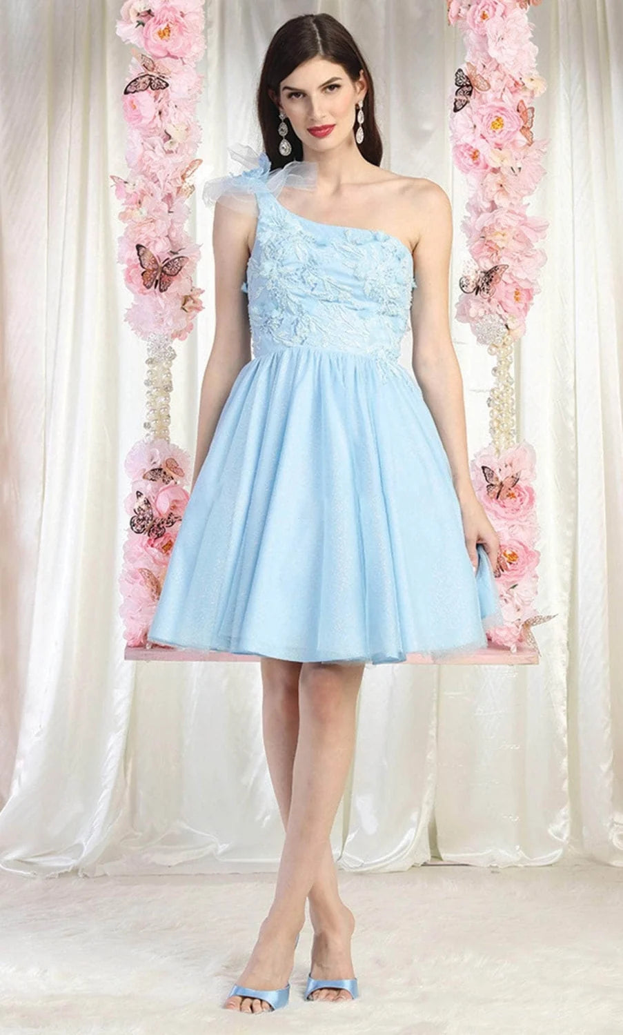Short One Shoulder A-line Dress by May Queen MQ1952