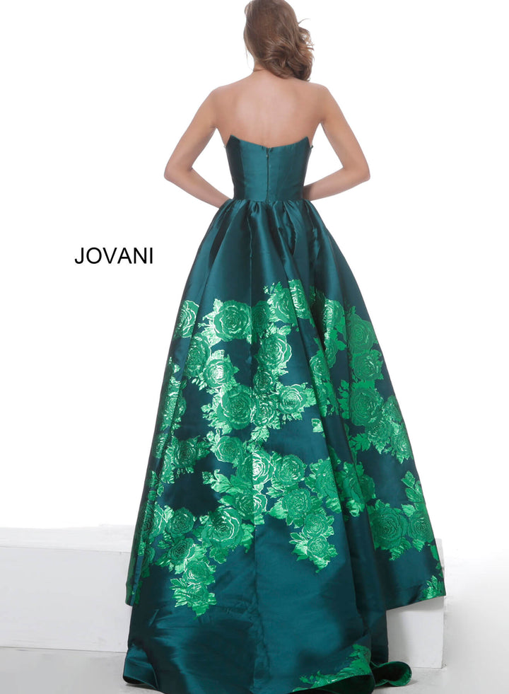 Satin Strapless A-line Slit Gown by Jovani 02038