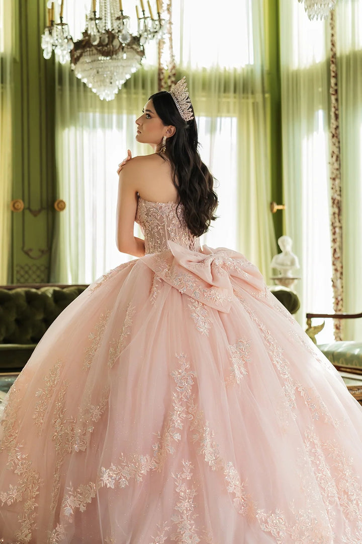 Strapless Puff Sleeve Ball Gown by May Queen LK251