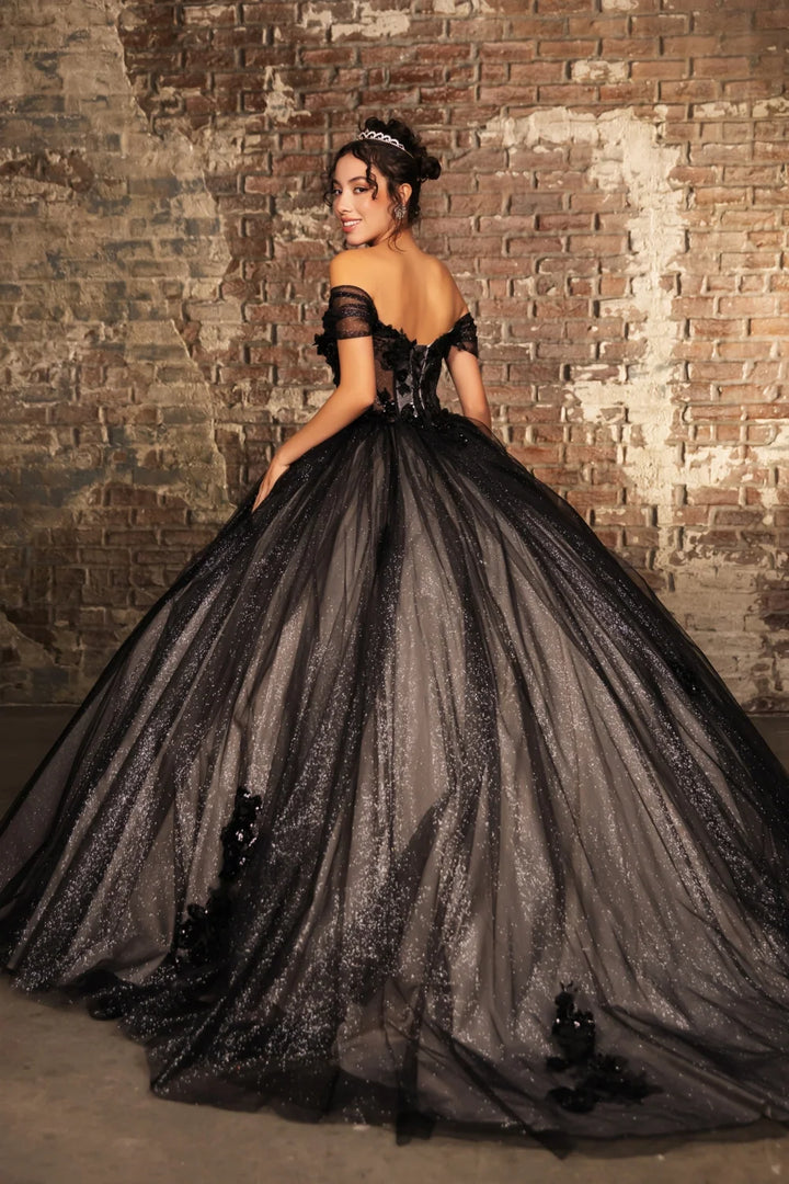 3D Floral Off Shoulder Ball Gown by May Queen LK244