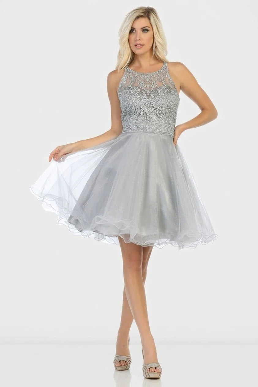 Short Sleeveless Ruffled Dress by May Queen MQ1658
