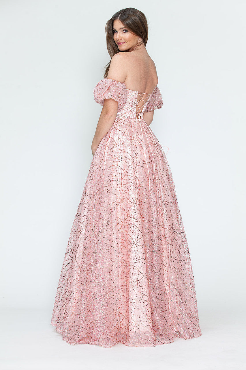 Glitter Strapless A-line Gown by Lenovia 8242