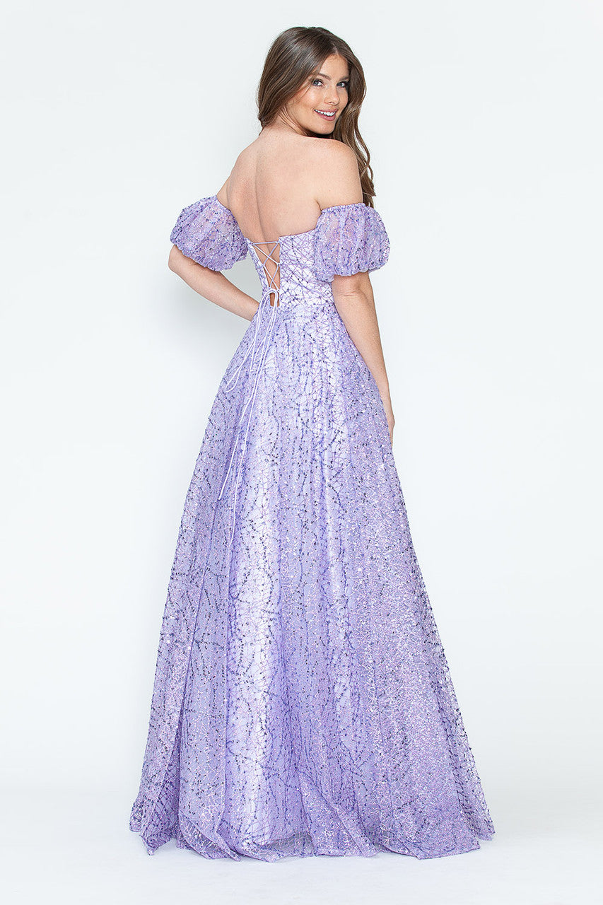 Glitter Strapless A-line Gown by Lenovia 8242