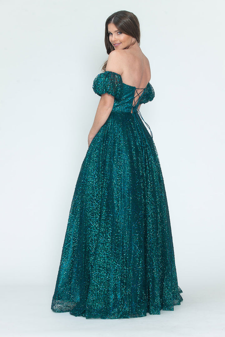 Glitter Strapless A-line Gown by Lenovia 8242