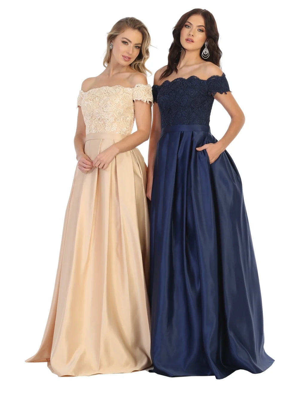 Lace Bodice Off Shoulder Gown by May Queen MQ1762