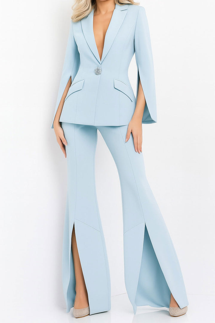 Single Breasted V-Neck Pant Suit by Jovani 06922