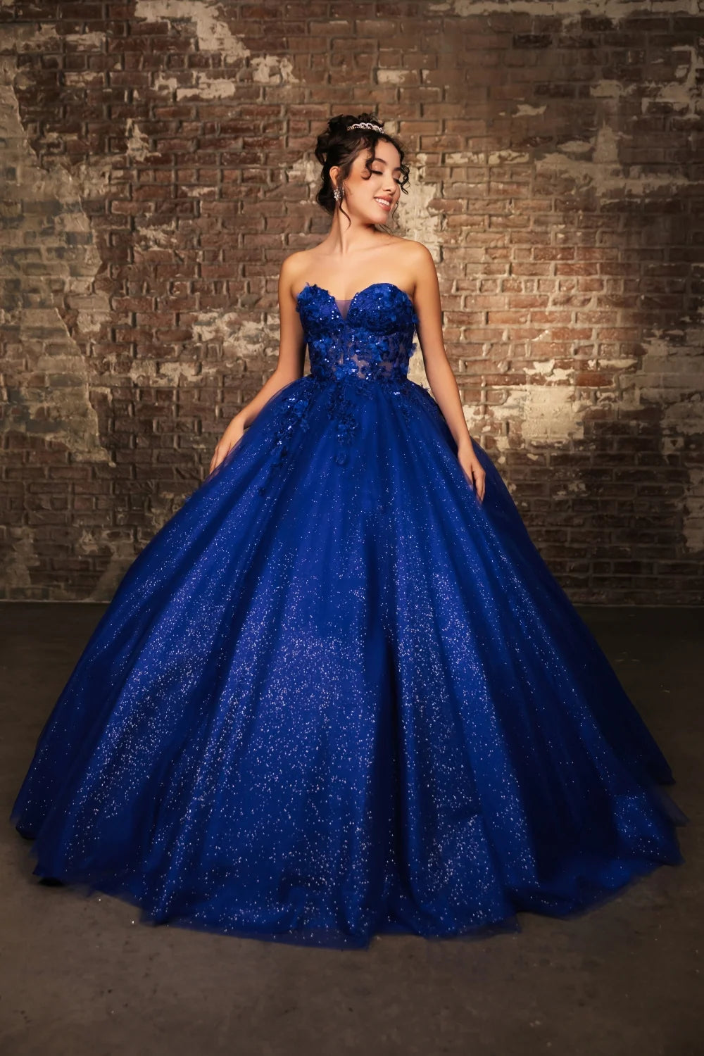 Applique Strapless Ball Gown by May Queen LK243