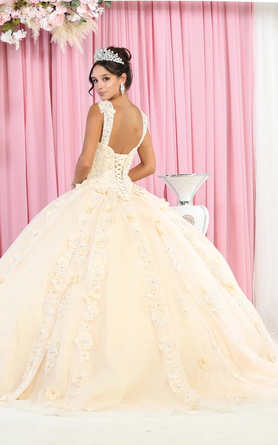 3D Floral Sleeveless Ball Gown by May Queen LK171
