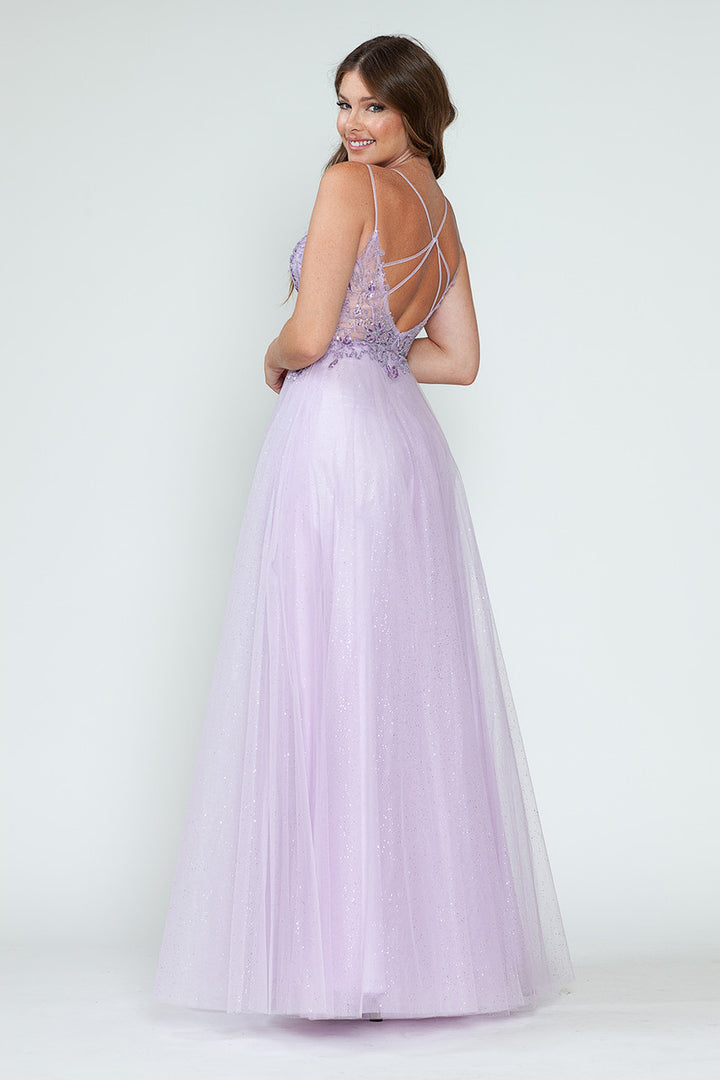 Glitter Tulle Sleeveless A-line Gown by Lenovia 8183