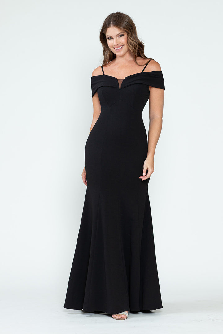 Crepe Fitted Off Shoulder Gown by Lenovia 5317