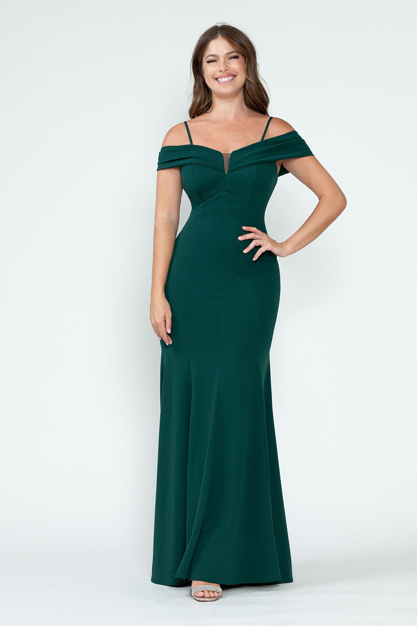 Crepe Fitted Off Shoulder Gown by Lenovia 5317