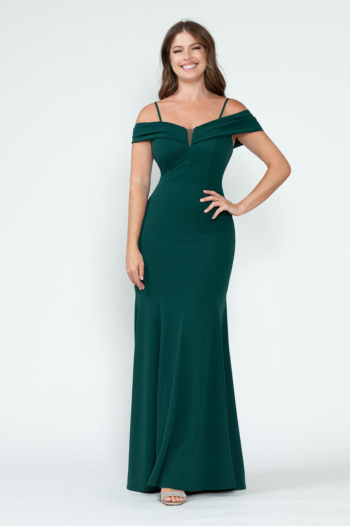 Crepe Fitted Off Shoulder Gown by Lenovia 5317