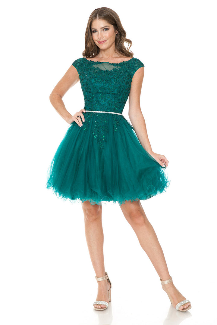 Short Cap Sleeve Ruffled Dress by Lenovia 8177