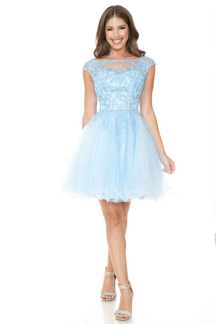 Short Cap Sleeve Ruffled Dress by Lenovia 8177