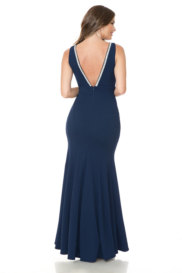 Beaded Crepe Fitted Sleeveless Gown by Lenovia 5270