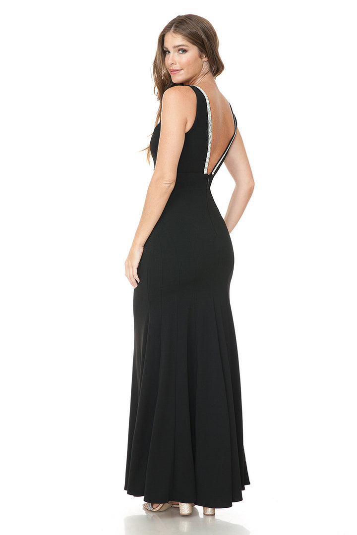 Beaded Crepe Fitted Sleeveless Gown by Lenovia 5270