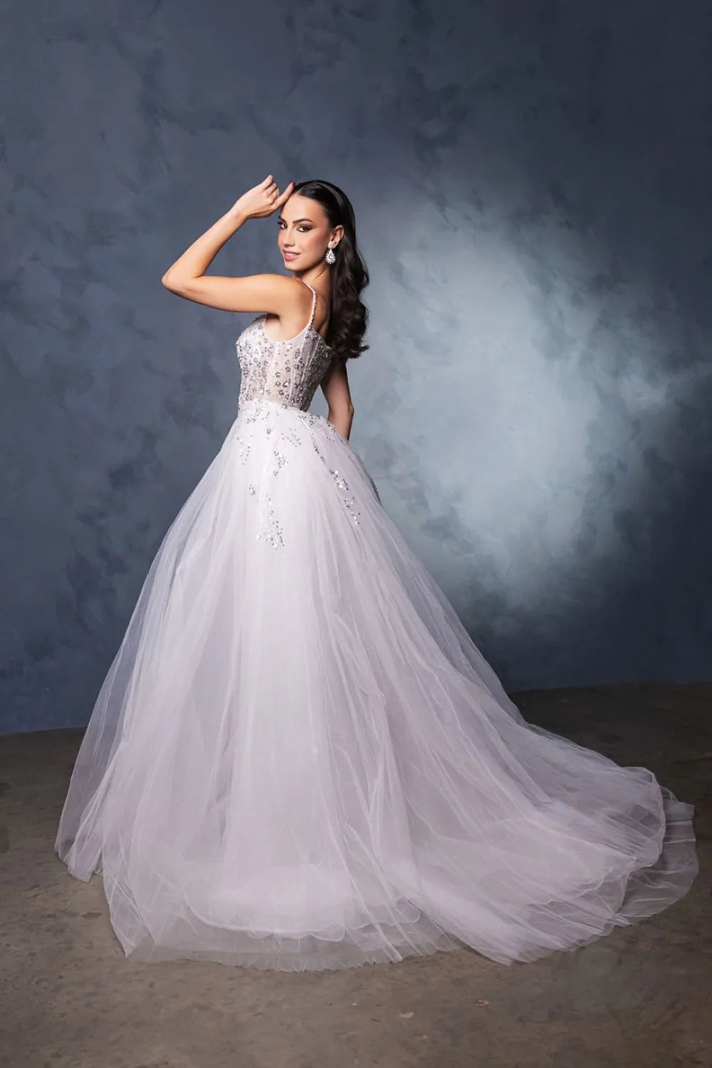 Beaded Sleeveless Overskirt Gown by May Queen RQ8146