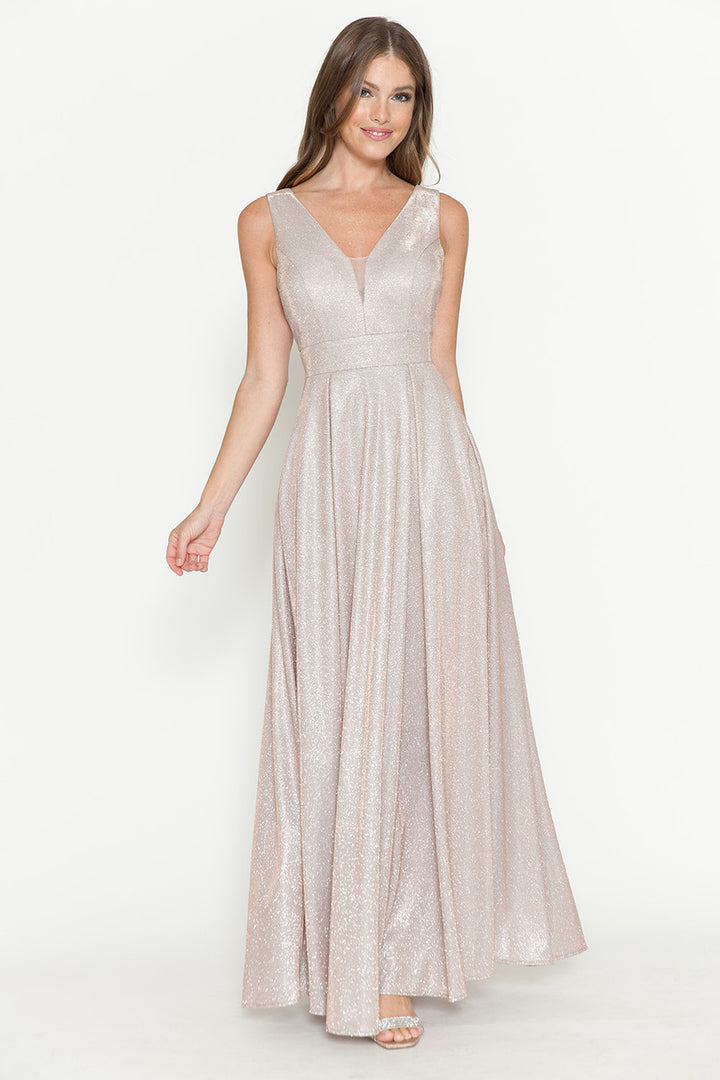 Metallic Sleeveless A-line Gown by Lenovia 5256