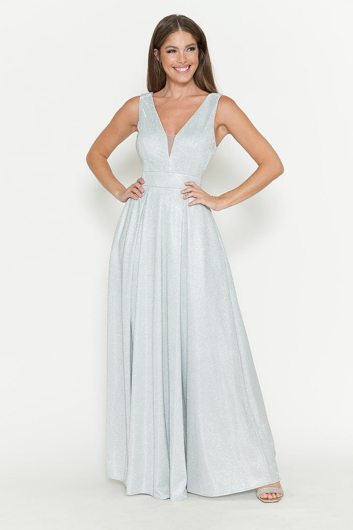 Metallic Sleeveless A-line Gown by Lenovia 5256