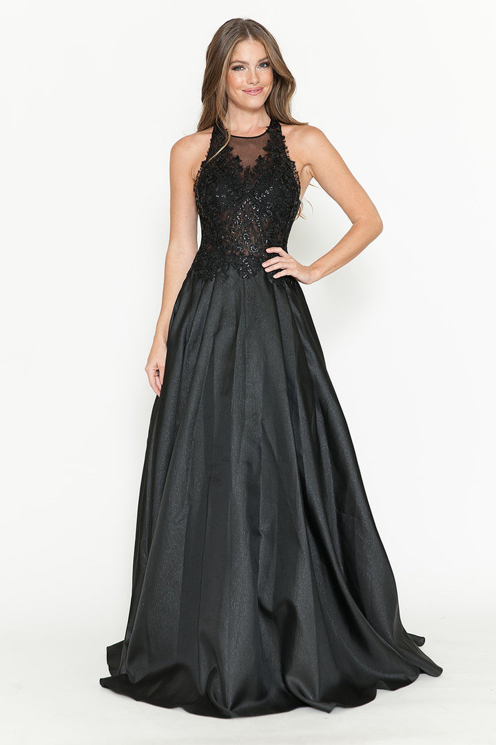 Applique Halter A-line Gown by Lenovia 8181