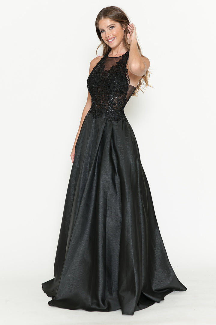 Applique Halter A-line Gown by Lenovia 8181