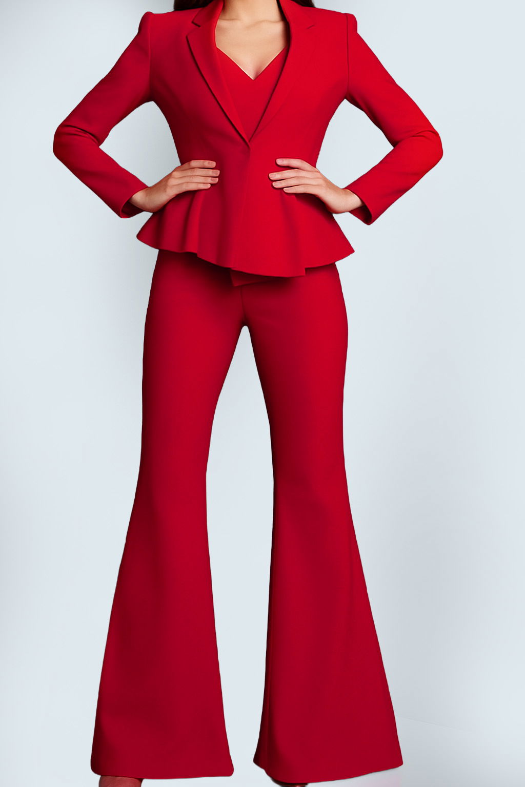 Long Sleeve Peplum 2-Piece Jumpsuit by Jovani 09381