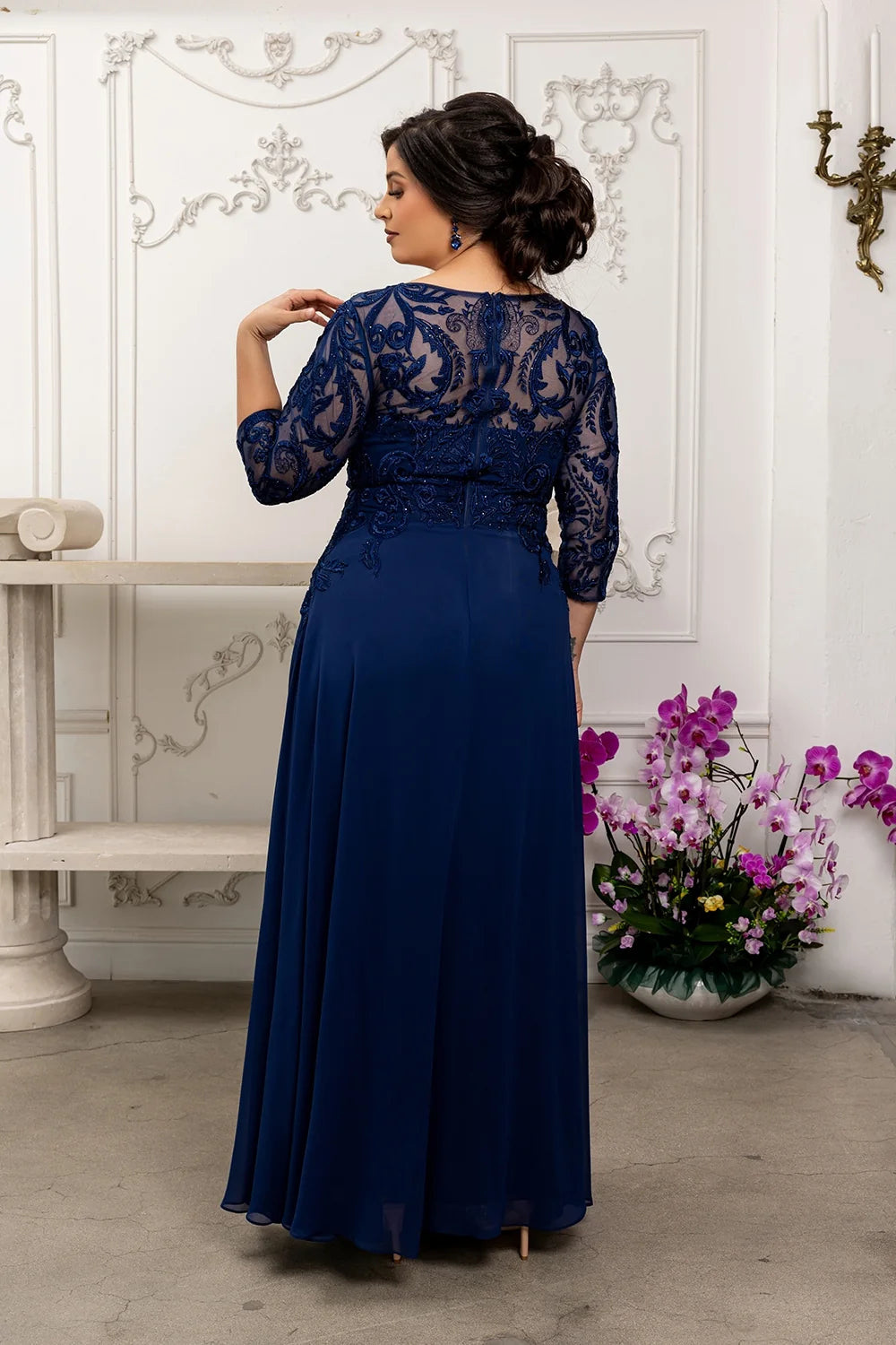 Applique 3/4 Sleeve A-line Gown by May Queen MQ2210