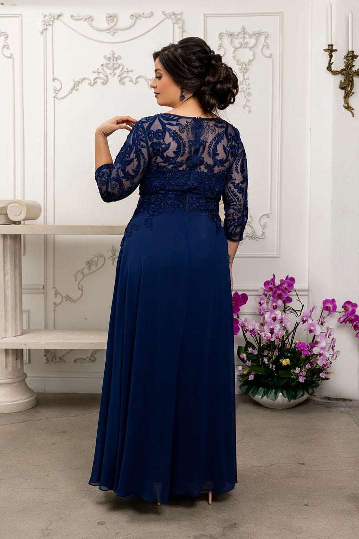 Applique 3/4 Sleeve A-line Gown by May Queen MQ2210