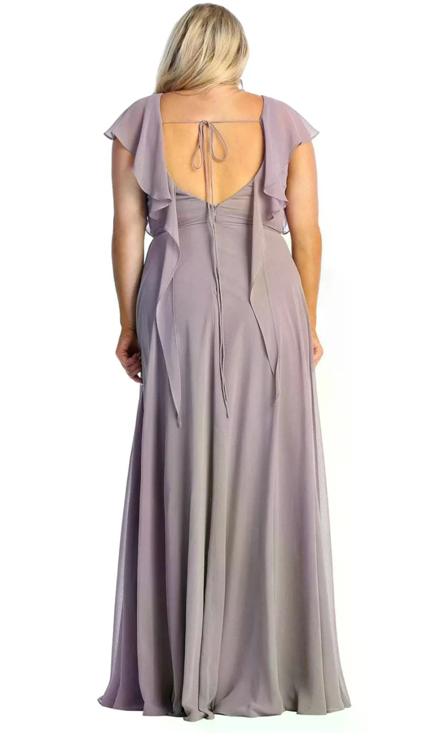 Short Flutter Sleeve A-line Gown by May Queen MQ1917