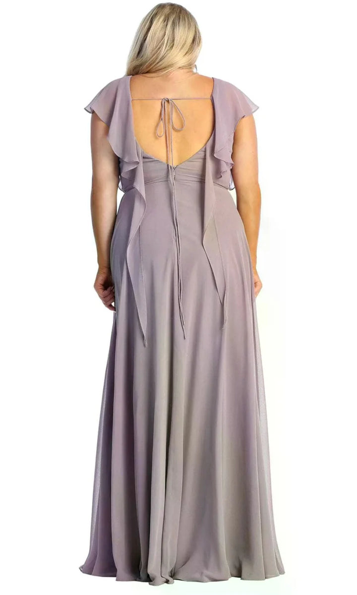 Short Flutter Sleeve A-line Gown by May Queen MQ1917