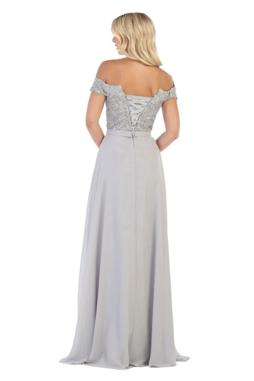 Applique Off Shoulder Gown by May Queen MQ1601