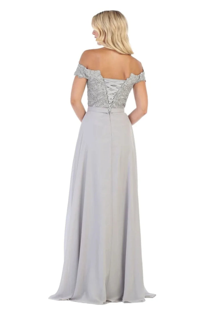 Applique Off Shoulder Gown by May Queen MQ1601