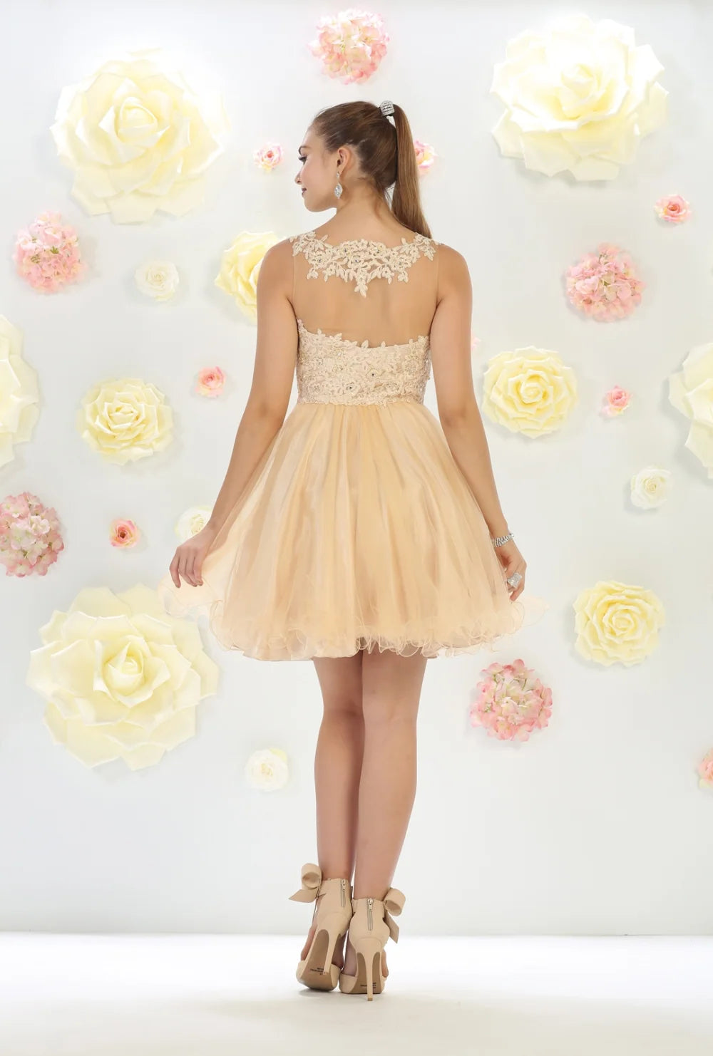 Short Sleeveless Ruffled Dress by May Queen MQ1429