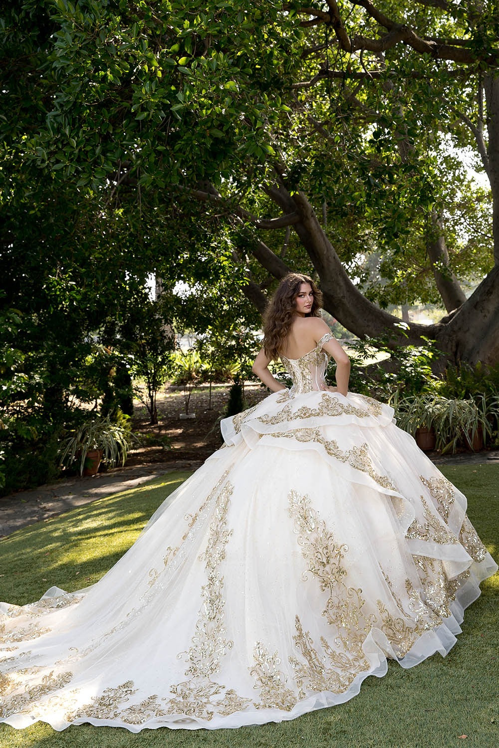 Off Shoulder Corset Ball Gown by Petite Adele PQ1074