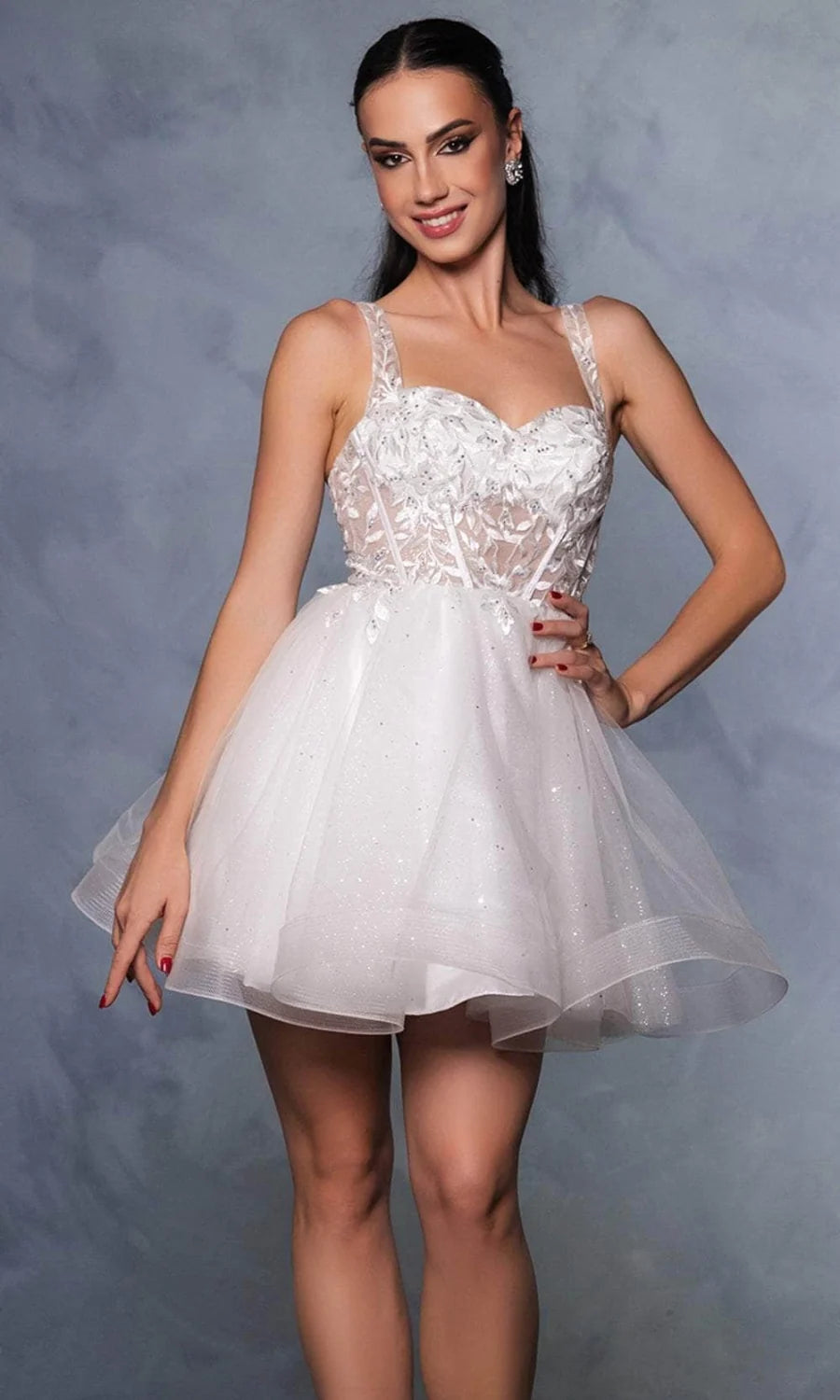 Applique Short Sleeveless Dress by May Queen MQ2149