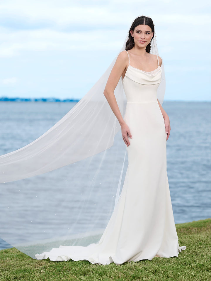 Crepe Cowl Bridal Gown by Adrianna Papell 45001